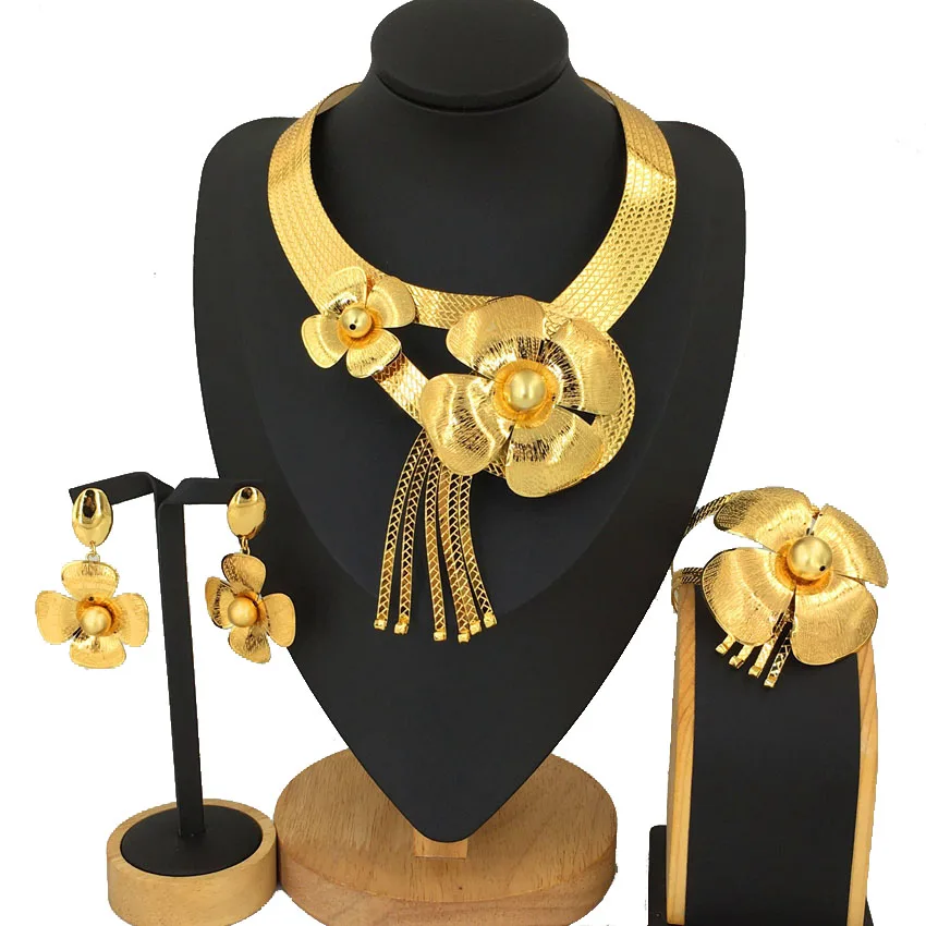 

Dubai Ladies Jewelry Set High Quality African Luxury Jewelry Italian Gold Plated Jewelry Set