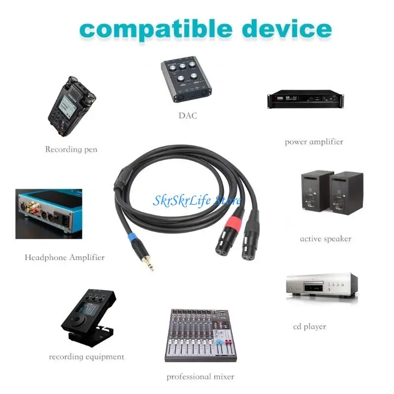 

E65E Flexible Y Splitters Cable for Mic to 1/8Inch Double Mic to 3.5mm Stereo Mic Cord Unbalanced Female to 3.5mm Y Splitters