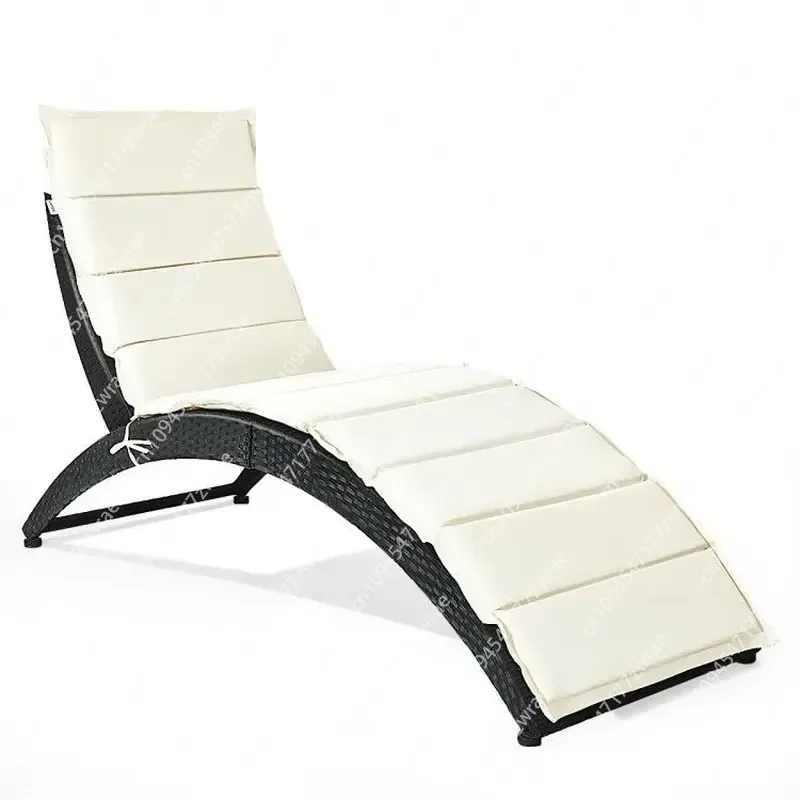 Foldable Patio Sun Lounger with Cushion for Backyard Use