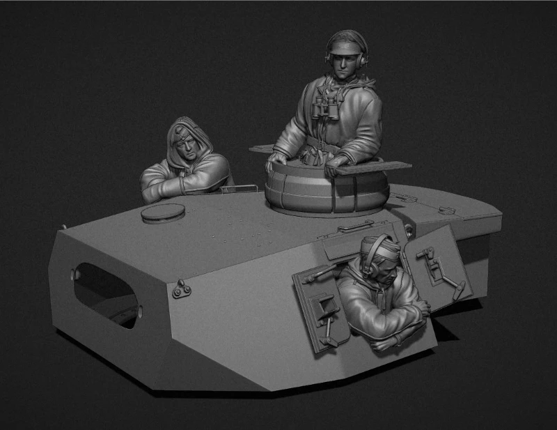 

1/35 Scale Die-Cast Resin Figure Model Kit German Winter Turret Crew 3 Figures (No Tank) Unassembled and Unpainted