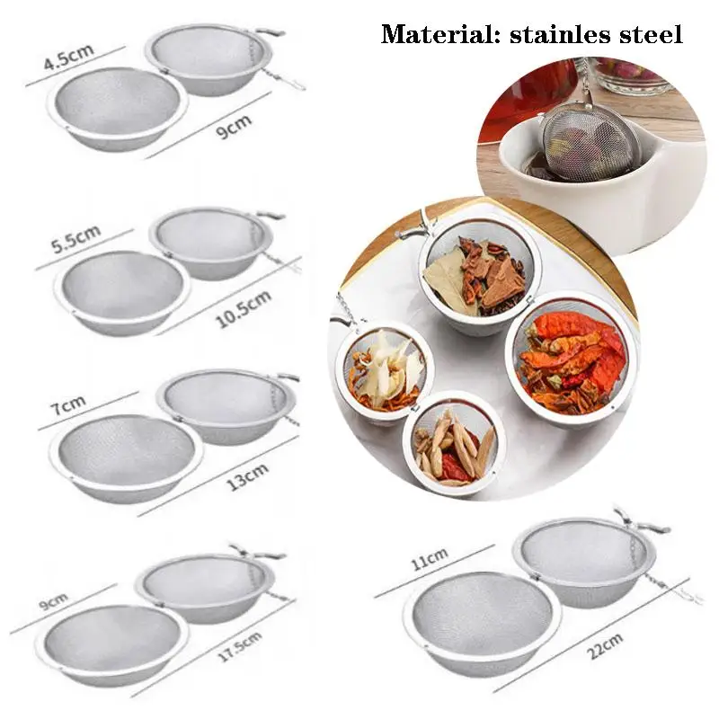 

5 Size 4.5cm/5.5cm/7cm/9cm/11cm Stainles Steel Teaware Mesh Strainer Infuser Tray Tea Herbal Filter Accessories Kitchen Tool