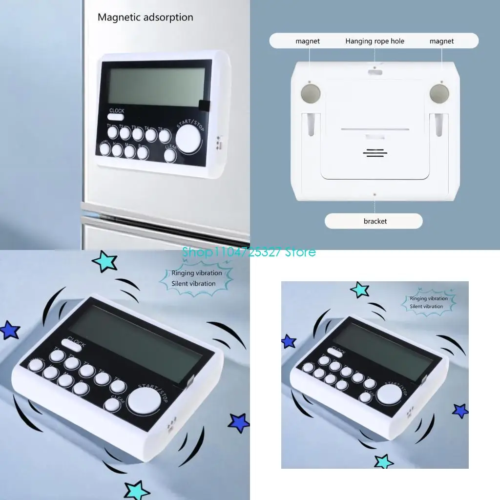 D8KF Multifunction 5 canal Timer cozinha com tela e anexo magnético Timer digital multiuso simples usar