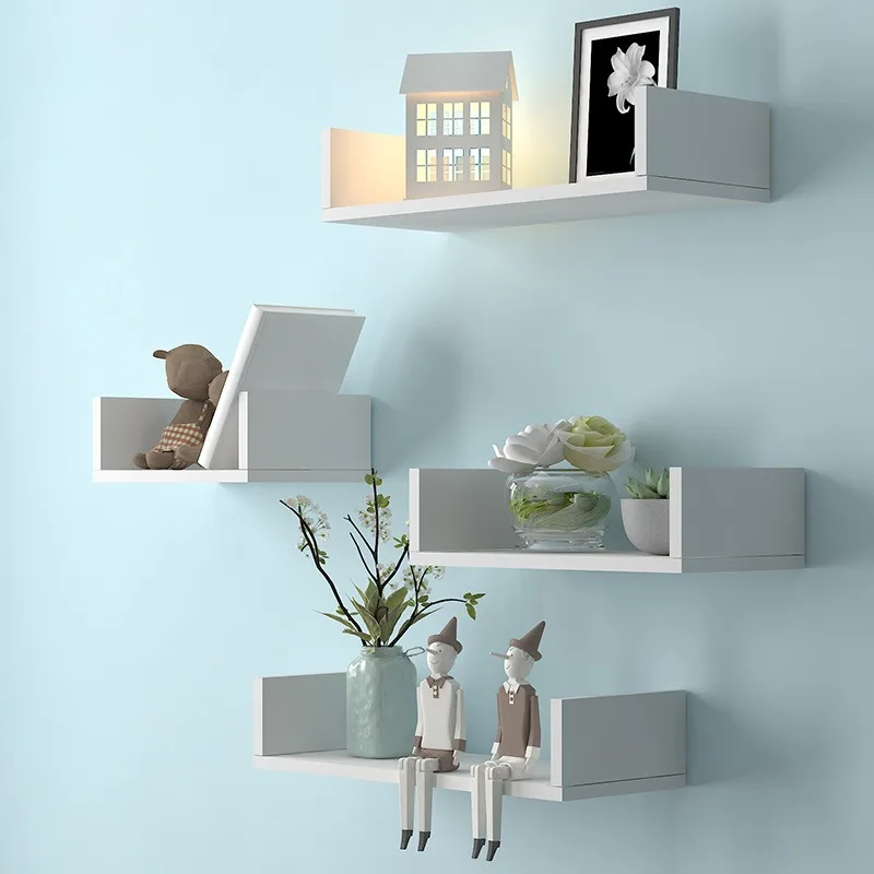 

Modern Wall Shelf, U-Shaped Floating Shelves for Living Room Bedroom, Creative Wall Mounted Storage Rack&Bookshelf Organizer