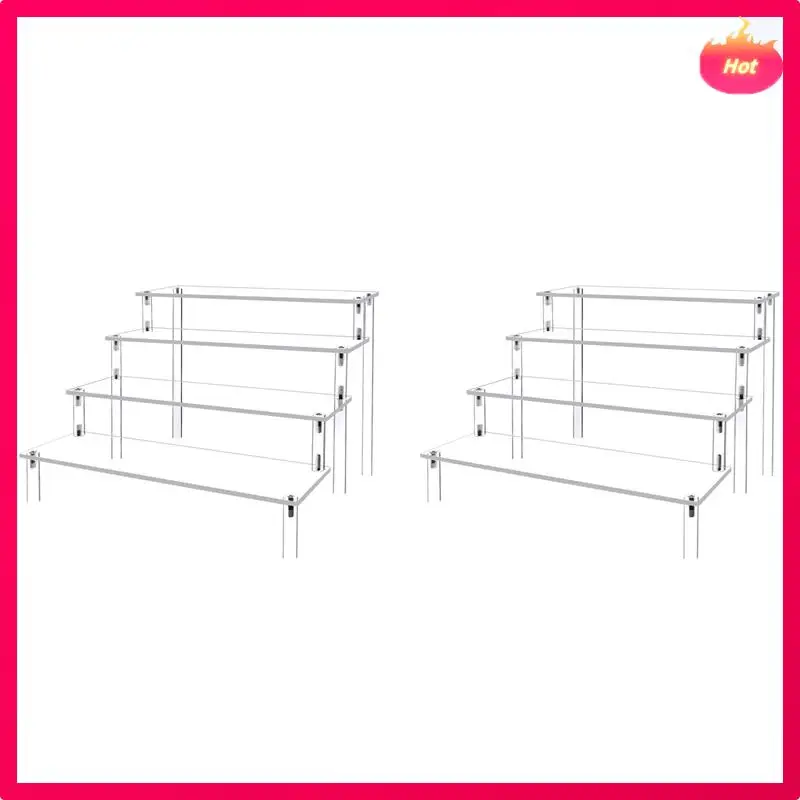 

ABYP 2X 4 Tier Acrylic Display Stand Clear Display Riser Rack Cupcake Stand Desktop Decor And Organizer