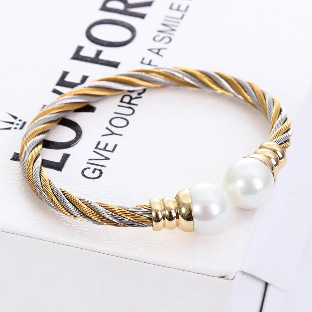 Pulseras De Acero Inoxidable Stainless Steel Trend Open Twisted Wire Bangle Fashion Women Jewelry Bracelet For Women 팔찌