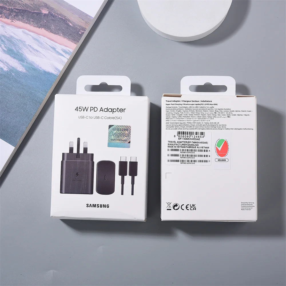 Samsung USB C Charger 45W Super Fast Charging Power Chargeur EU UK Adapter EP-TA845 For Galaxy S25 S24 S23 S22 S21 Ultra Plus FE