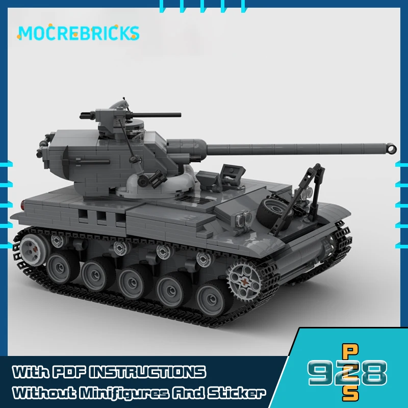 Light Combat AMX-13 Tank V2 Tracked Armored Vehicle Model DIY Building Blocks Small Particle Technology Brick Children's Toys