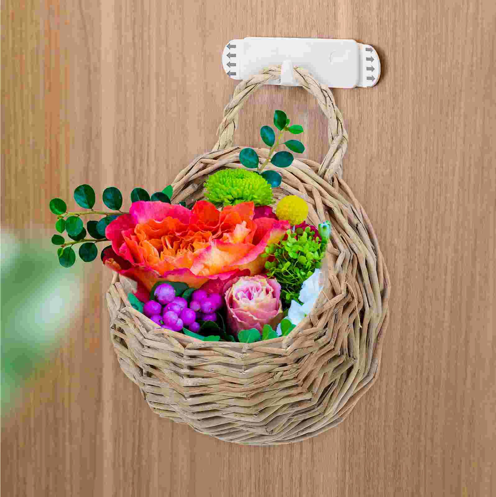 2 Pcs Flower Pots Wall Hanging Rattan Basket Kitchen Sundries Storage Woven Decorative Organizer Garlic