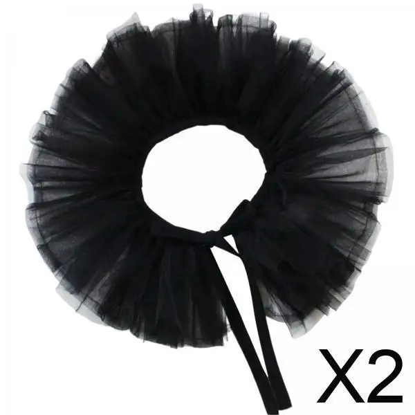 

2 шт. женских кружевных накладных воротников из тюля, сетчатые накладные воротники-капе для костюмов, реквизит для косплея, накидка-шаль, воротник-лапель для рубашек