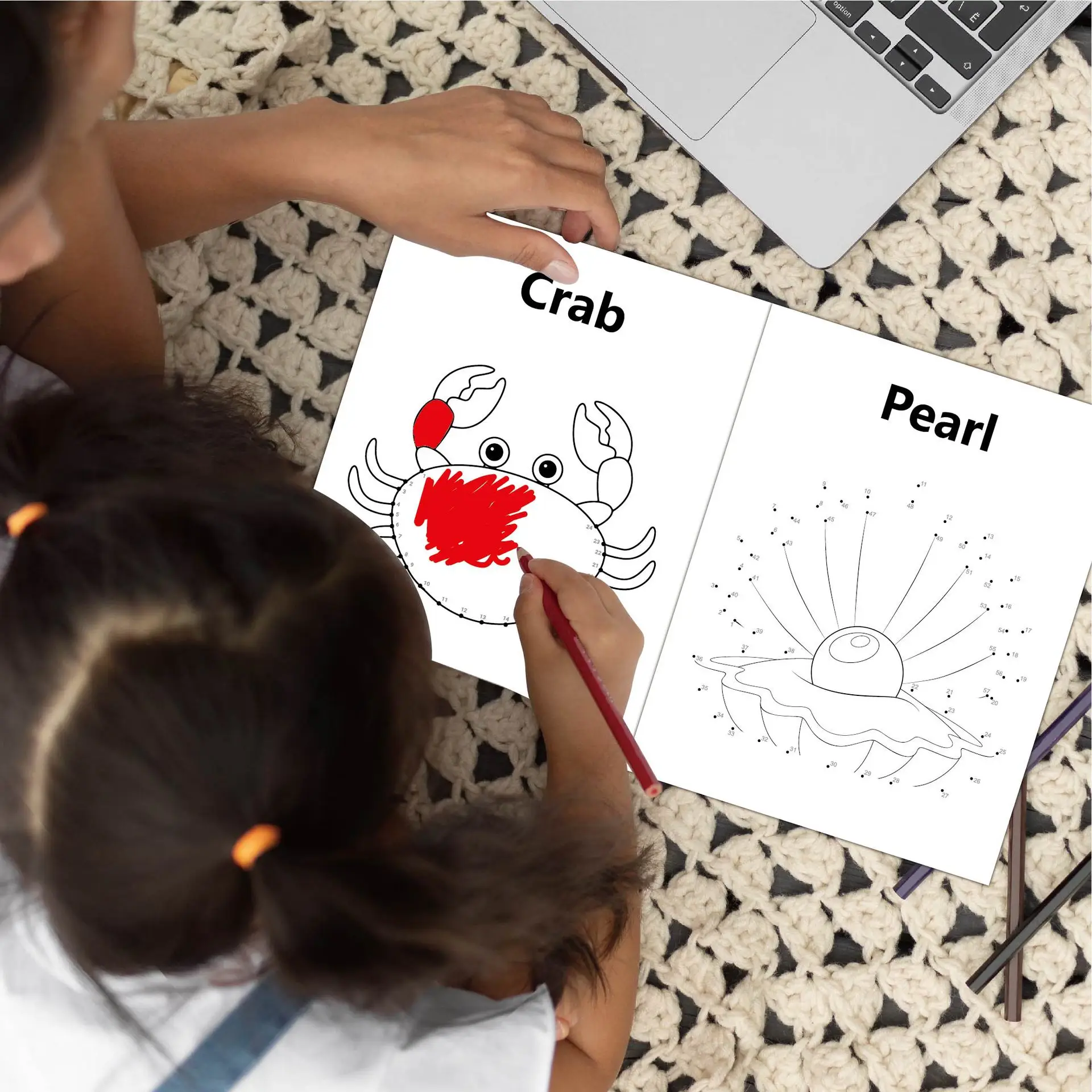 Livre de coloriage et point à point pour enfants de taille Jumbo 2 en 1: livre de dessin créatif d'aventure des animaux de l'océan connectez les points