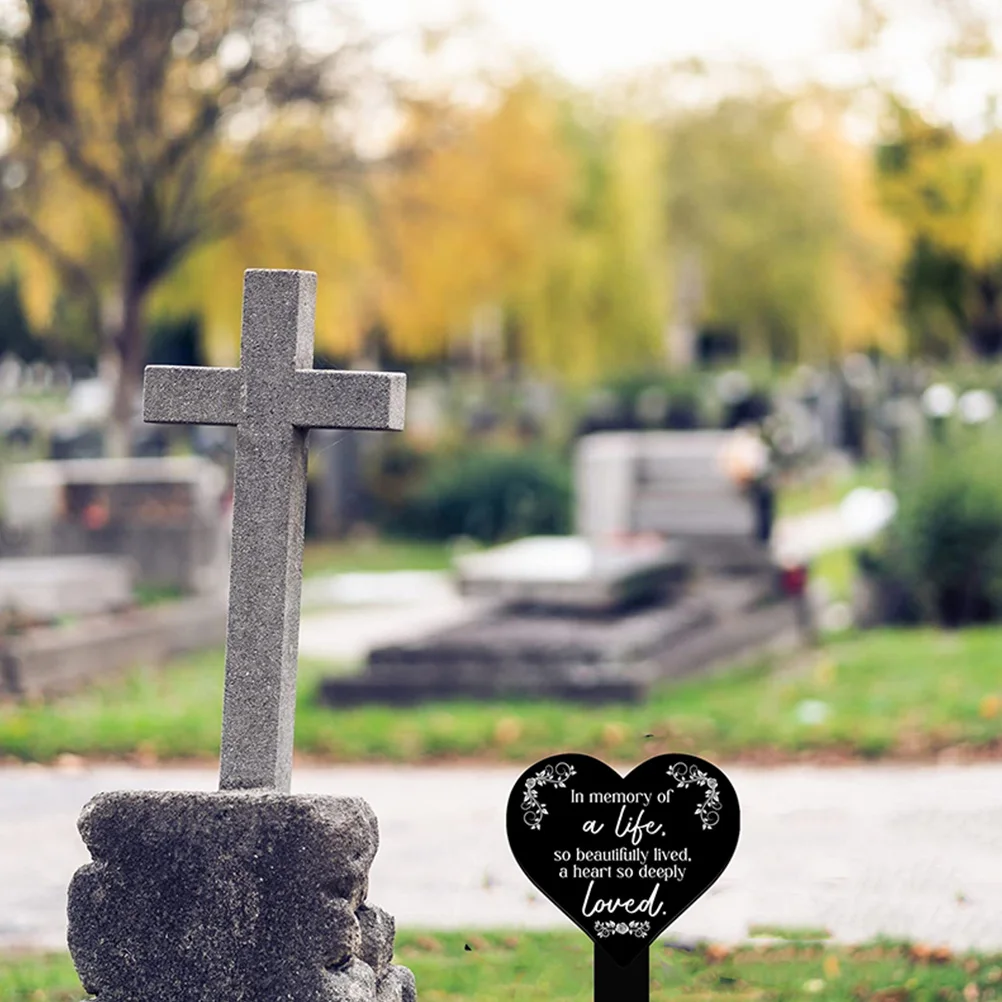 

Heart Shaped Grave Marker Black Memorial Cemetery Decorations Garden Stake Decorations Cemetery Outdoor House Funeral