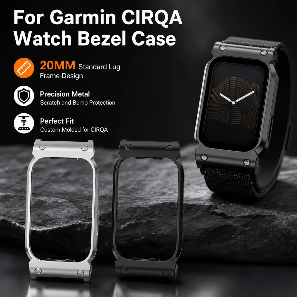 Metal Wristband Case for Garmin CIRQA Watch Bezel Case Anti-Scratch For Men Women ﻿Slim Guard Bumper Frame Accessories
