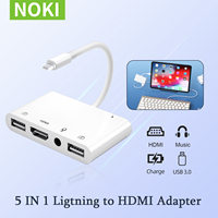 Light-ning to HDMI Adapter for iPhone iPad to TV Dual USB OTG Adapter iPhone Microphone Adapter for Live-Streaming with Charging