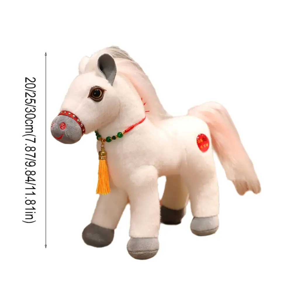 Simulação primavera festival mascote brinquedo cavalo longo juba pp algodão recheado pônei brinquedos de pelúcia 20/25/30cm com borla