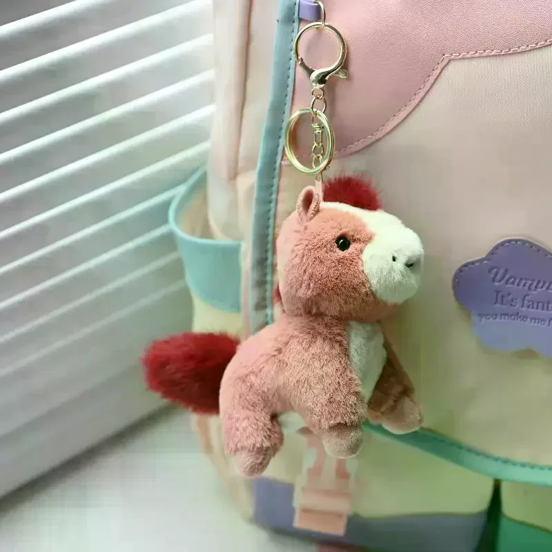 Charmante gevulde paardensleutelhanger; Pluche pony-cartoonpop; Rugzakdecoratie; Sleutelhanger; Ideaal voor kerst- en nieuwjaarscadeaus