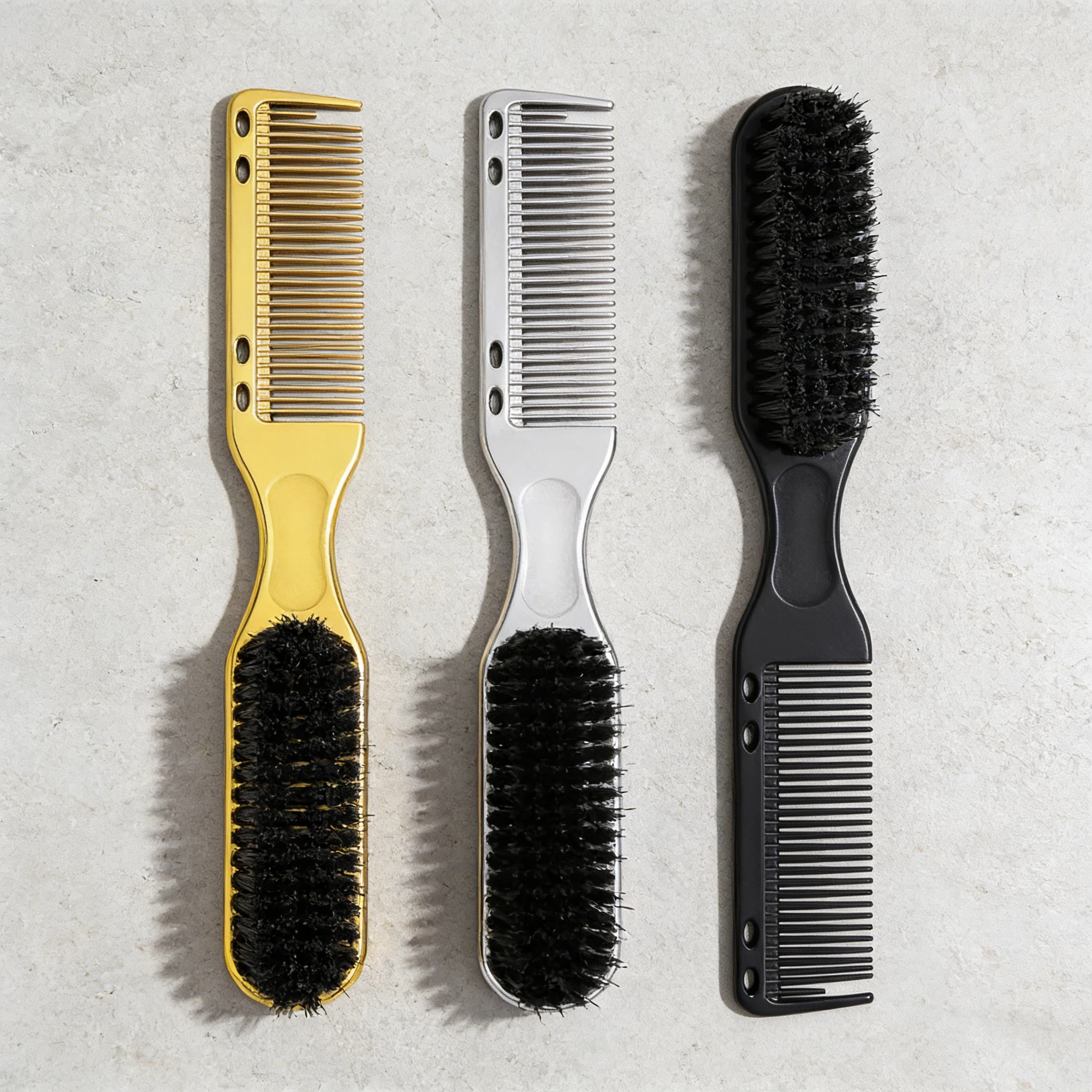 3-piece multifunctional fading brush, double-sided comb brush, nylon men's hairstyle brush, special for real hair wigs