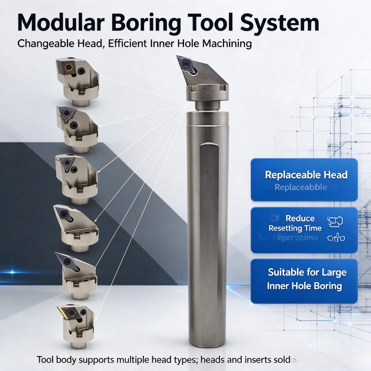Damping Anti-Vibration Boring Bar - Heavy Cutting Indexable Replaceable Head for Large Inner Hole MWLNR SCLCR
