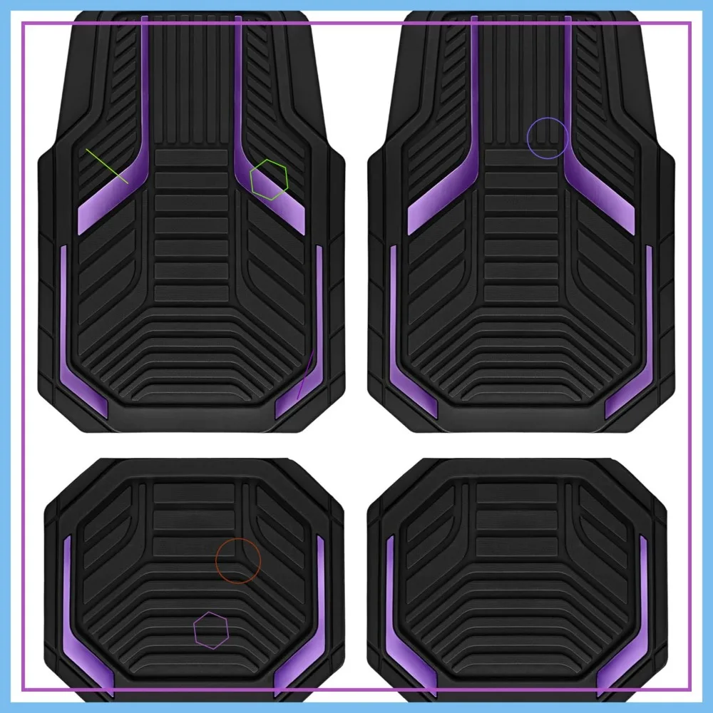 

Heavy Duty Rubber Car Floor Mats with Aluminum Film, Anti-Slip Backing, All Weather Protection, Trim-to-Fit for SUV Sedan Van