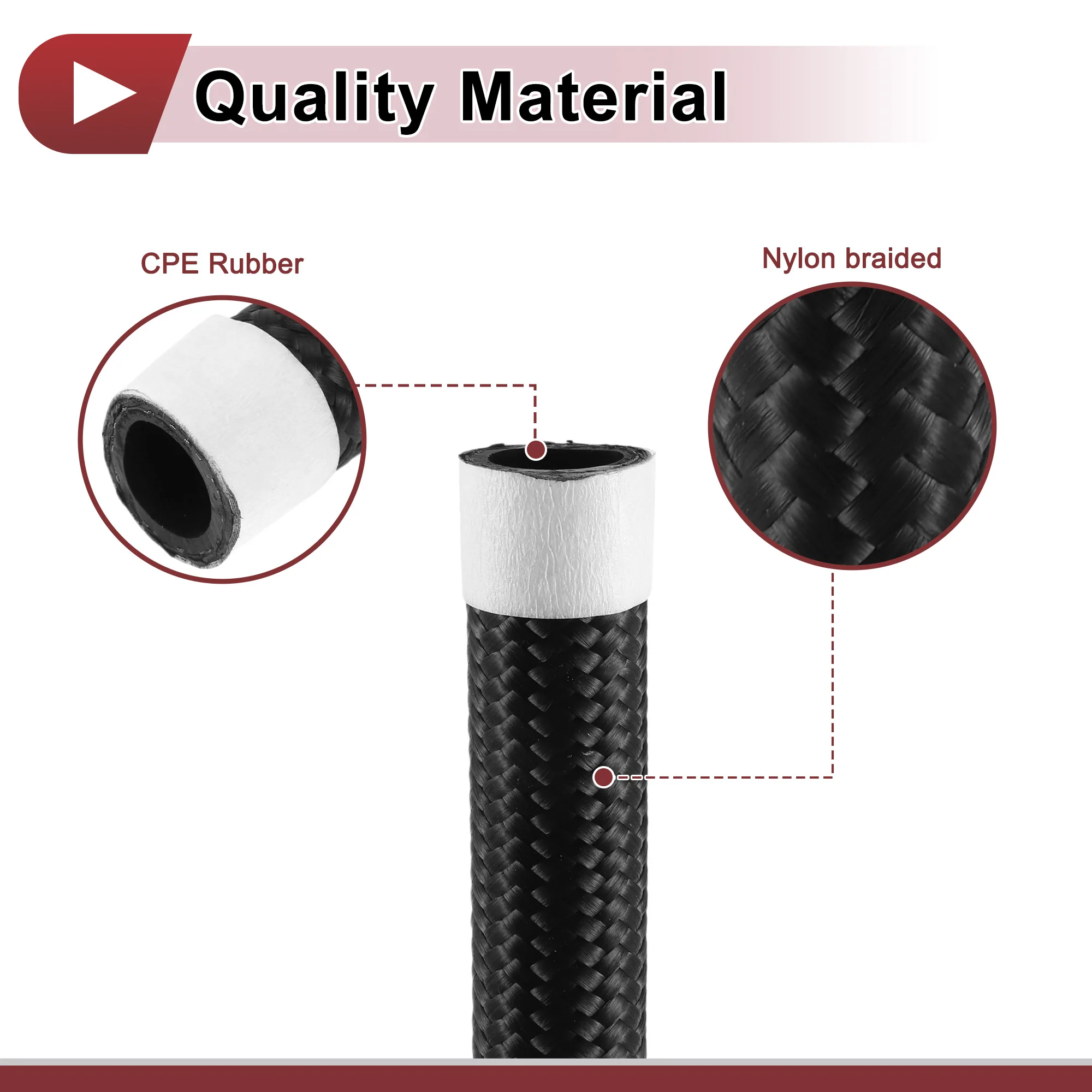 UXCELL خرطوم خط الوقود AN-10 9.8ft 0.56 "ID 0.8" OD CPE المطاط، النايلون مضفر 1 قطعة للسيارة #6