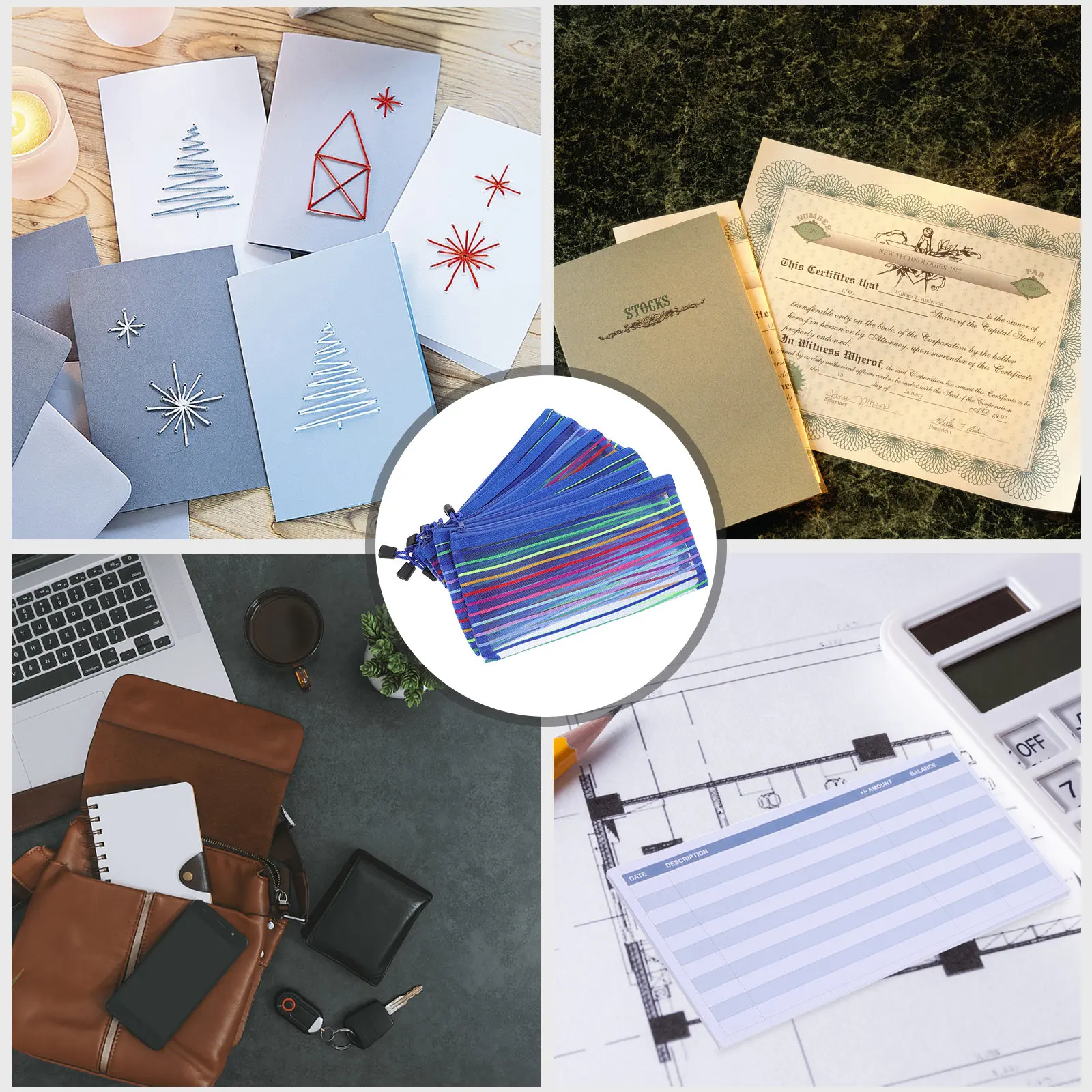 

Набор из 6 сетчатых сумок на молнии для хранения денег, канцелярских принадлежностей и документов