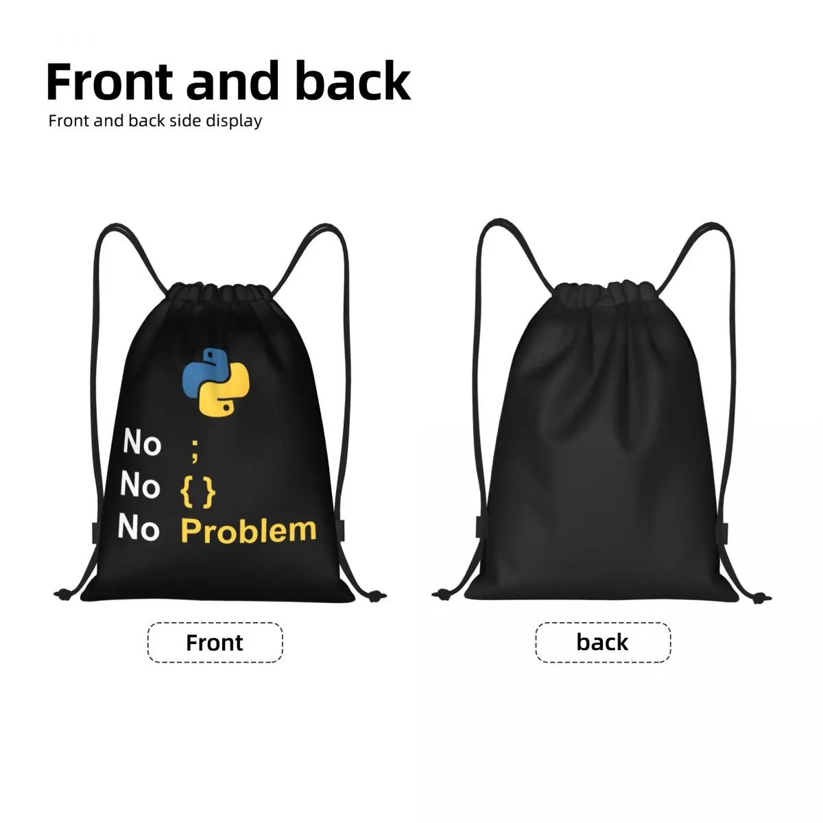 Funny Python Programmer Developer Drawstring Backpack Bags  Lightweight Programming Language Coder Gym Sports Sackpack Sacks