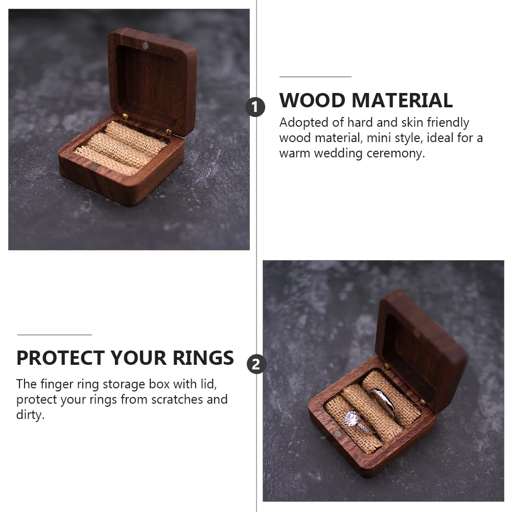 

Solid Wood Ring Box Organizer for Jewelry Mini Proposal Case Wooden Storage Container Lovers Wedding