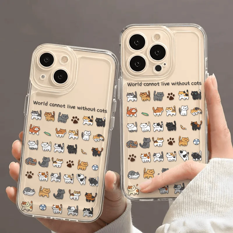 SEIRASSIM cute cat soft phone case for iphone 16 pro max 15 plus 14 13 11 silicone cover for iphone 12 pro xr xs x 7 8 p se3 se2