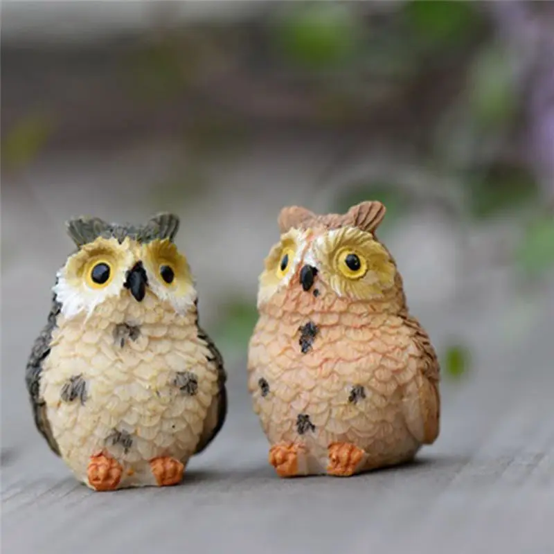 16 PCS Miniature Night Owls Figurine Fairy Garden Mini Animal Statue Moss Terrarium Decor As Shown For Micro-Landscape Pots-