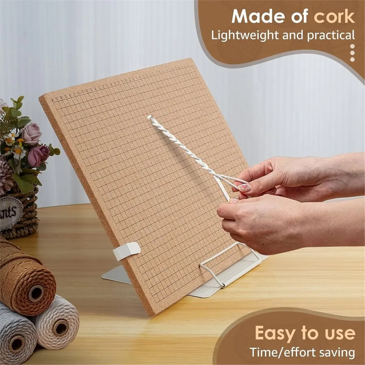 12x16 Inch Double Side Macrame Project Board with Metal Adjustable Holder, Macrame Board, for Knotting Braiding Cording