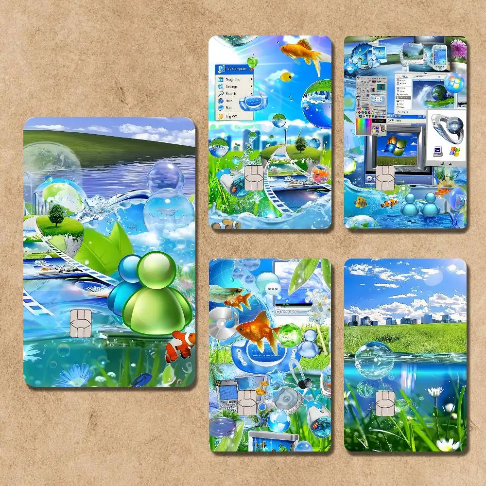 

Frutiger Aero Aqua Nostalgia Card Stickers Credit Visa Debit Bank Charge Card Bus Metro Waterproof Sticker Decal Decoration