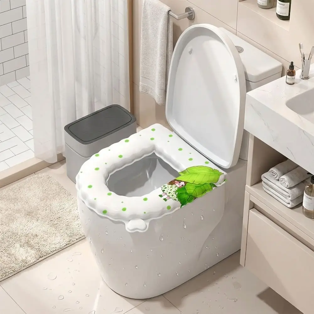 Waterproof U-shaped Toilet Seat Cover Thickened Cooling Self-adhesive Toilet Mat Non-slip Cartoon Printed Toilet Pad Household