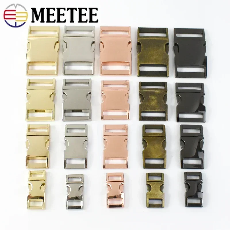 2/5Pcs Meetee 10-38mm Metal Side Release Buckles Backpack Strap Clasp Hook Pet Collar Side Clip Buckle DIY Sewing Accessories