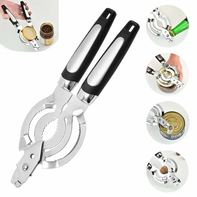 

Stainless Steel Heavy-Duty Kitchen Can Opener Multi Functional Bottle Opener With Anti-slip Grip for Opening Cans in Kitchen