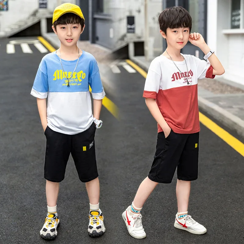 Boys Clothing Sets Summer Casual Outfit T-shirt + Pants Boys Clothes Children Clothing Suit Kids Tracksuit Teen 6 8 9 10 12 Year