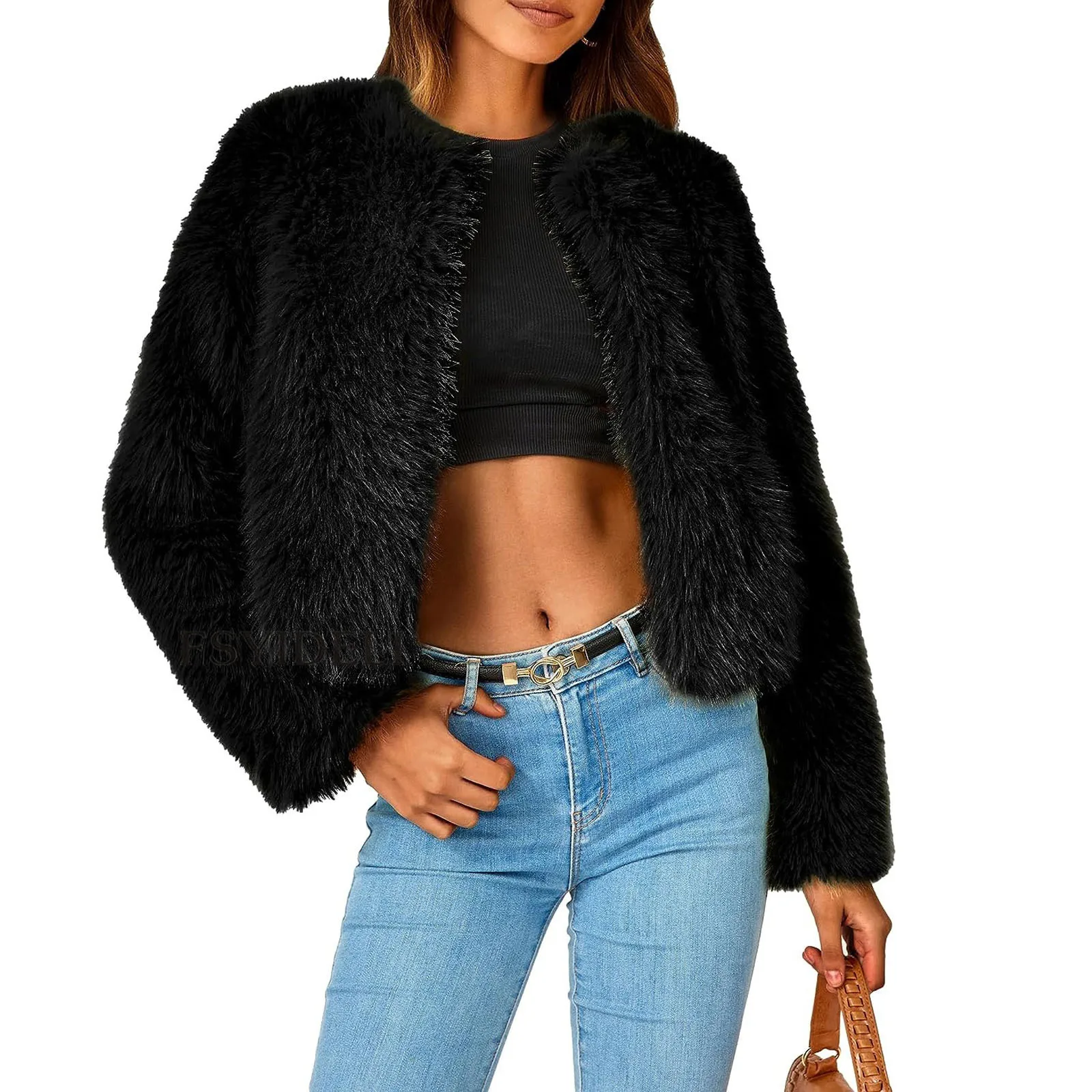 Faux Fur Zipper Jacket Women 2023 Coat Long Sleeve Autumn Winter Coats Green Loose Casual Mom Coats Y2k Jackets Streetwear