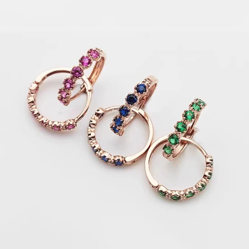 

Fashion Purple Gold 585 Ruby Hoop Earings Exquisite Plated 14k Rose Gold Sparkling Green Gem Earrings for Women Party Jewelry