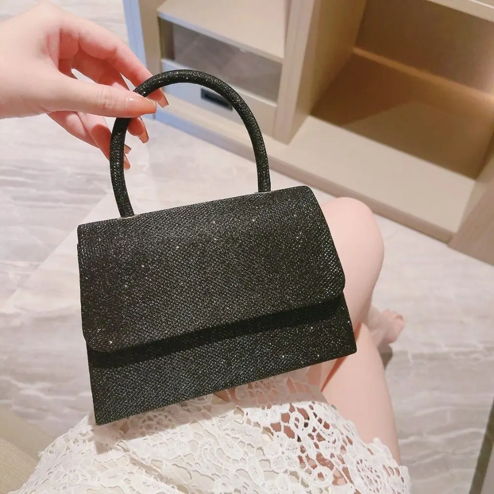 Temperament Luxury Diamond Dinner Handbag Top Handle Shinny Evening Banquet Bag Rhinestone Square Bridal Clutch Bag Party