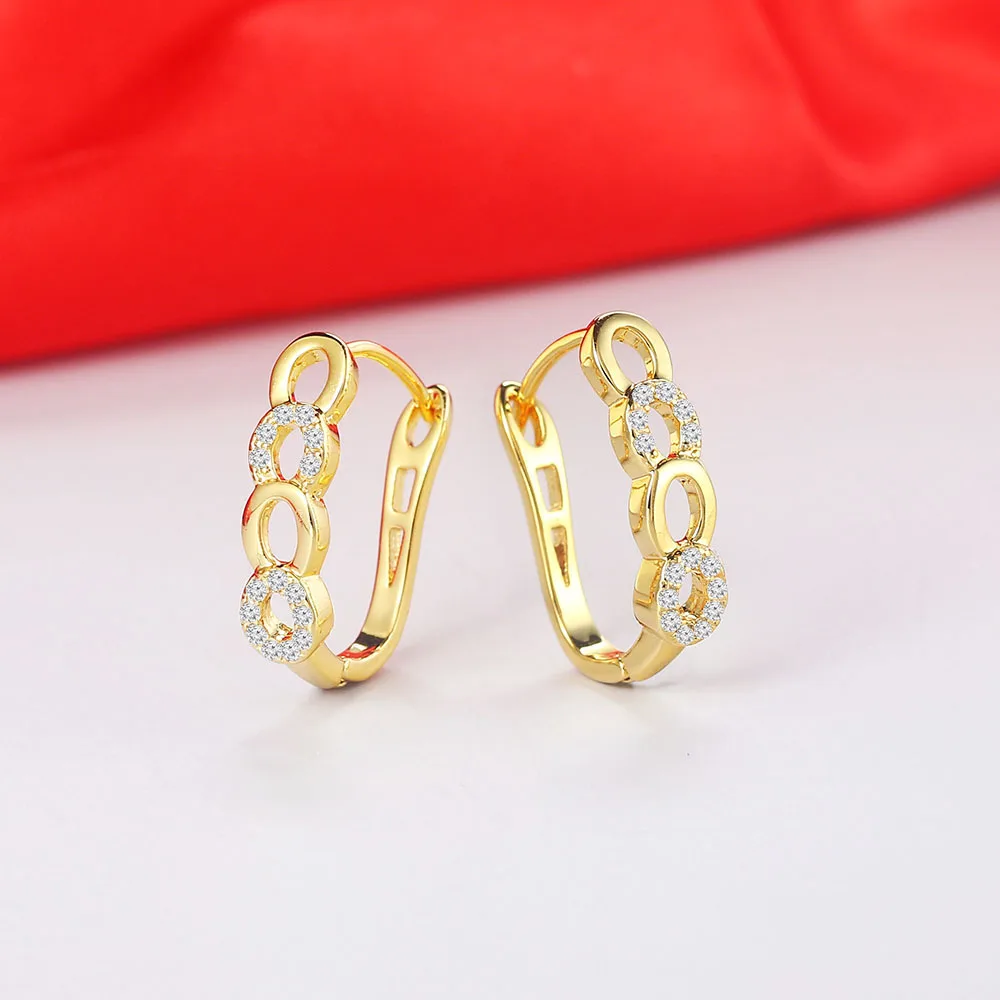 Classic Design Gold Color Cushion Cut Big Cubic Zirconia Wedding Hoop Earrings for Women DWE817