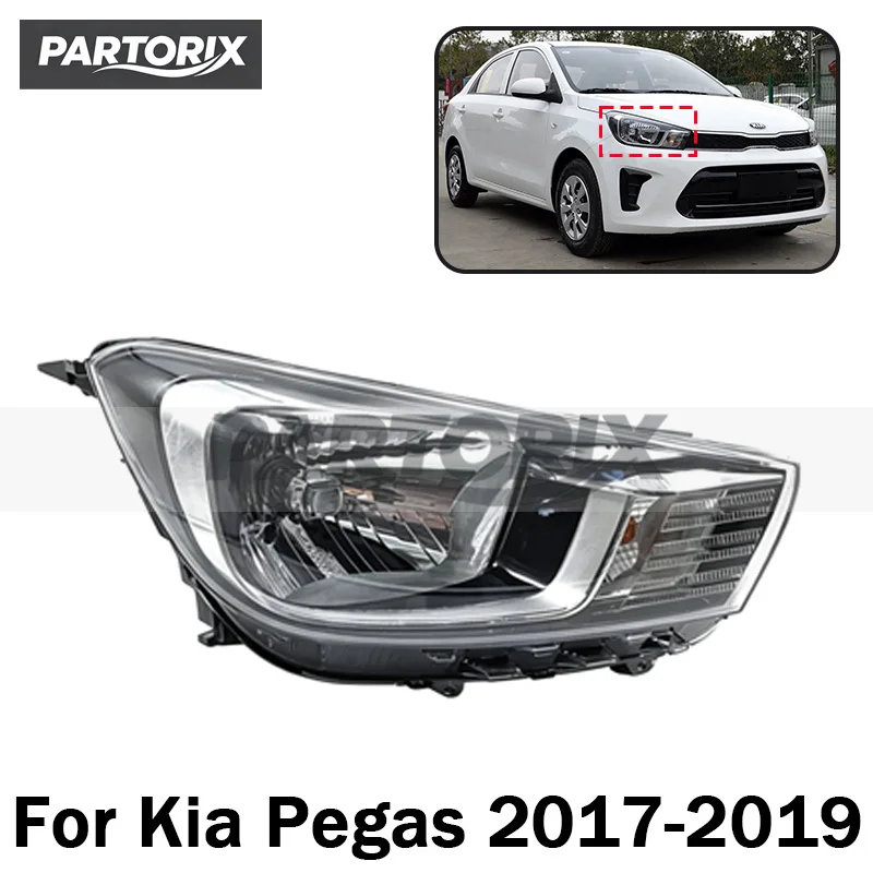 For Kia Pegas 2017 2018 2019Front Bumper Headlight Head Light Headlamp Head Lamp Driver Light