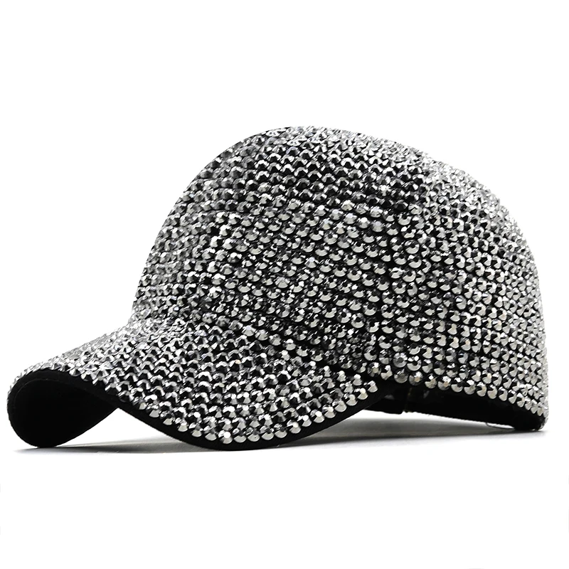 Luxury Sequined Rhinestone Pearl Diamonds Baseball Cap For Women Ladies Summer Hat Snapback Girl Hip Hop Hat Party Club Cap Bone