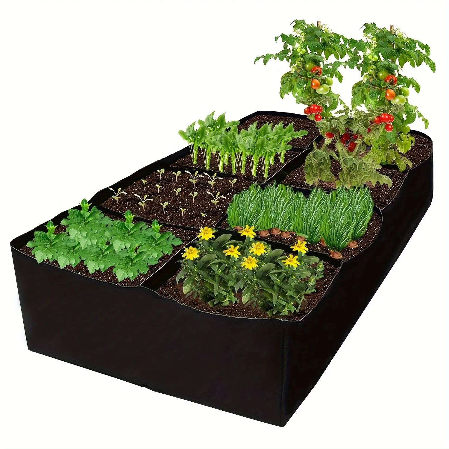 Bolsas de cultivo de plantas, cama de jardín, 128 galones, 8 rejillas, 3x6 pies, plantador transpirable, camas elevadas para cultivo de verduras, patatas, Flo, 1 paquete