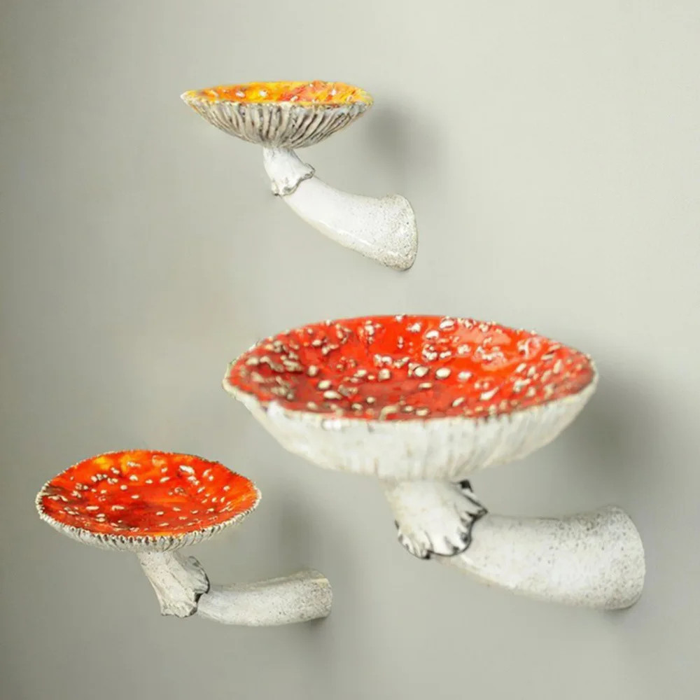 Mushroom Wall Shelf - Creative Home Decor, Multi-functional Wooden Organizer with Candle Holder
