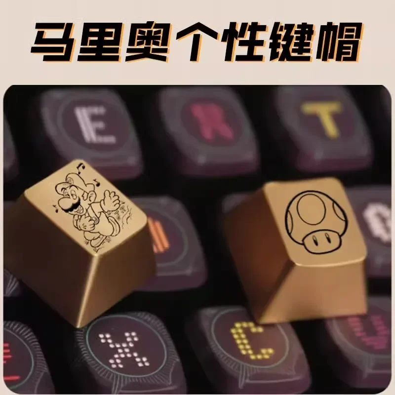 

MINISO Mario Personalized Mechanical Keyboard Keycaps Metal Brass ESC Customized Original Factory Height Keycaps