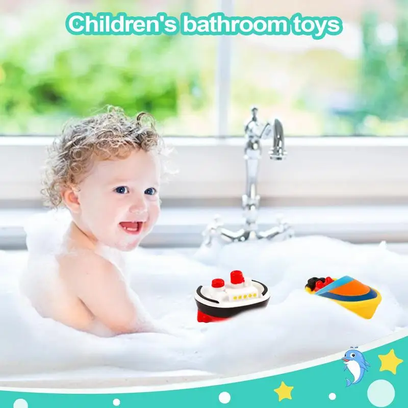 Juego de 6 juguetes de baño para barcos para niños, suministros de baño para niños y niñas, herramienta de entretenimiento para piscina