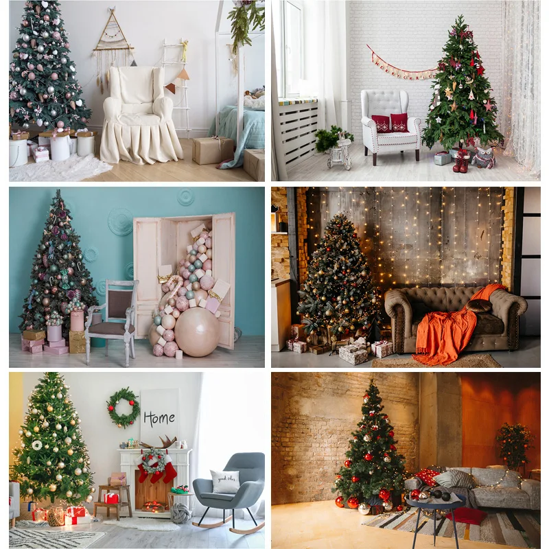 

Photorealistic Fabric Fireplace Christmas Tree Photography Background Baby Portrait Backdrops For Photo Studio Props DYH-04