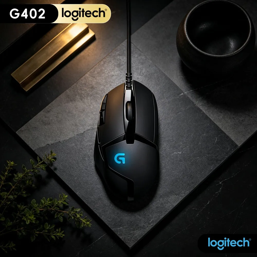 Logitech G402 Gaming Mouse Fusion Engine Sensing Technology 1Ms Response Rate For Laptop Long‑Duration Computer Game Playing