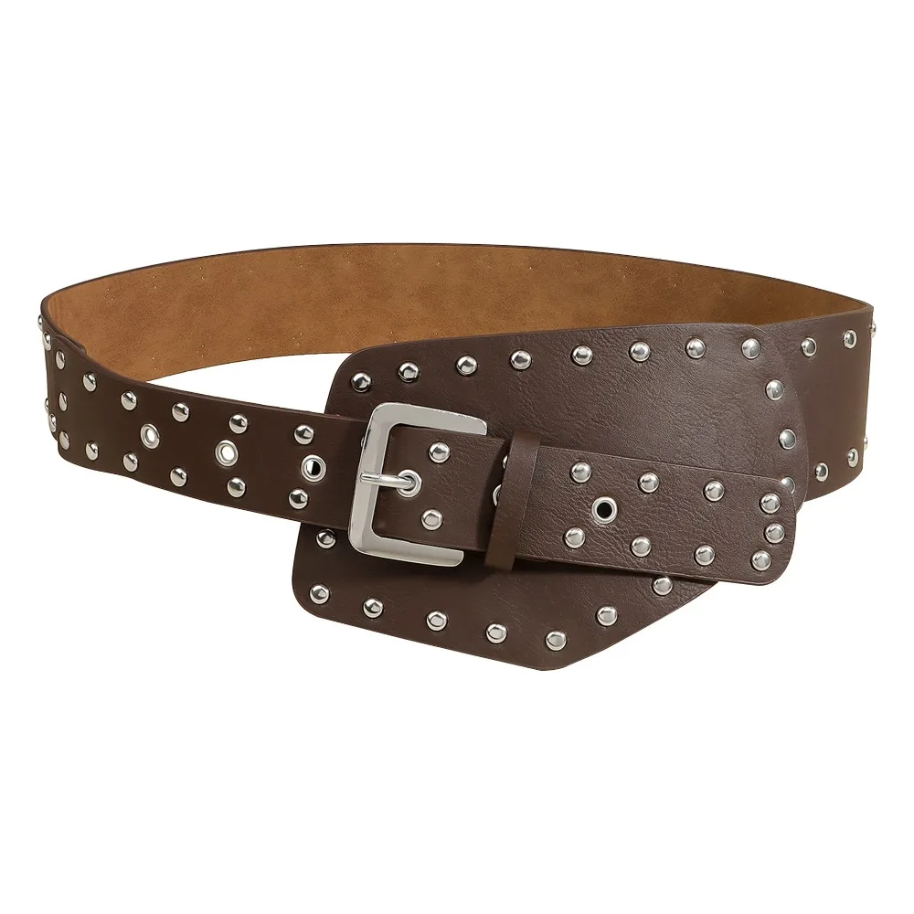 

2025 Trending Punk Waist Belt • Western Cowboy Unisex Belt • Distressed Leather with Silver Rivets • Y2K Hip Hop Accessory‌