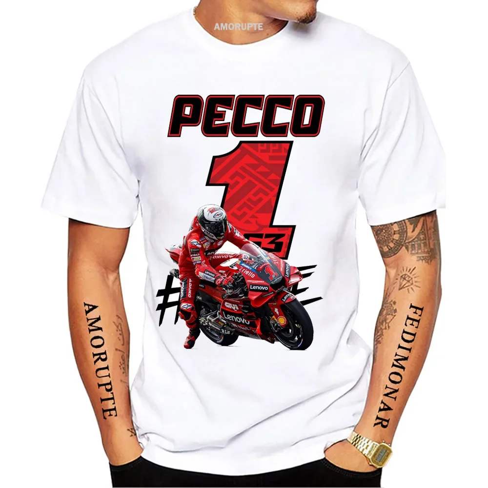 

Number 1 Pecco Bagnaia GP 2023 New Riding T-Shirt Hip Hop Boy Rider Casual T shirt Man Motorcycle Sport Racing White Tees