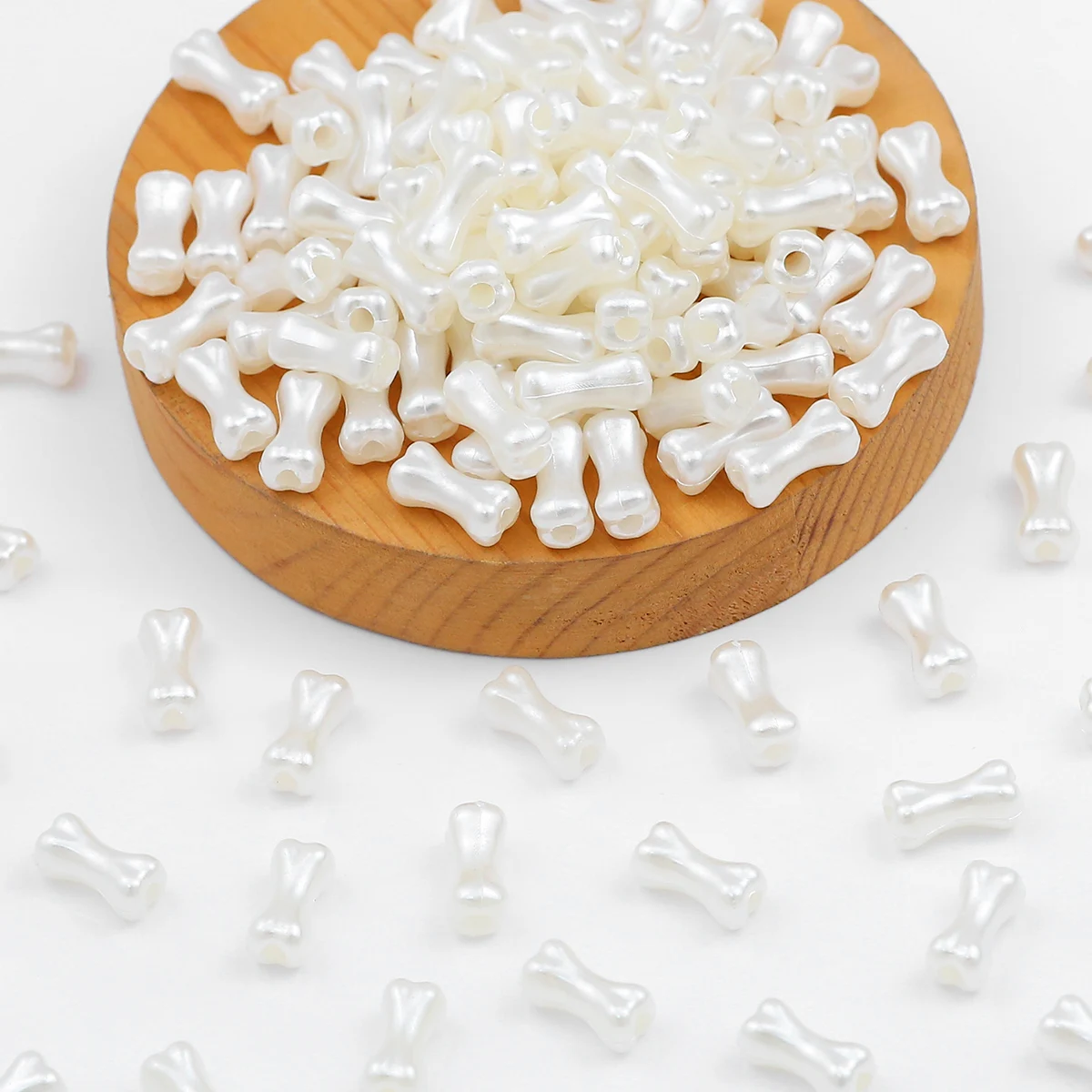 Off white Little bone Shape Acrylic Spaced Loose Beads For Jewelry Making Bracelet Necklace Eardrop DIY Accessories 100pcs 14mm