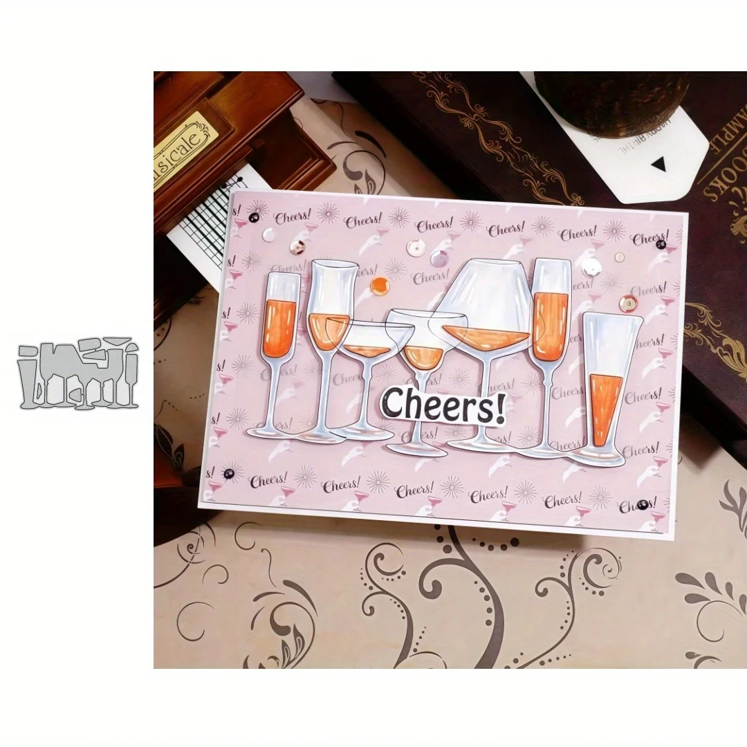 Neue Cocktail-Glas-Metall-Stanzform für DIY-Scrapbook-Kartenherstellung, Vorlage, Prägung, Basteldekoration